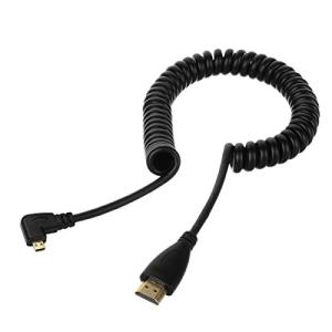 ストレッチスプリング 左右角度90度 マイクロHDMI - HDMIオス HDTVケーブル 携帯電話 タブレット カメラ用 Left ang