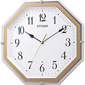 リズム(RHYTHM) シチズン 掛け時計 電波時計 アナログ 連続秒針 八角 茶色 30.5x30.5x4.8cm 8MY544-003