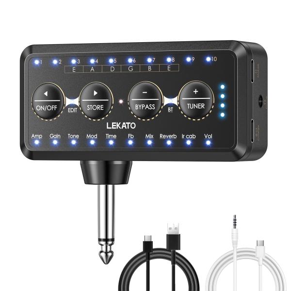 ギターヘッドフォンアンプ Bluetoothミニプラグ 10つのアンプモデル チューナー付き エフェ...