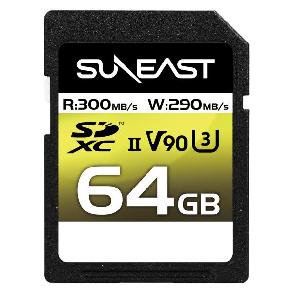 SUNEAST SDXCカード 64GB 最大300MB/s UHS-II V90 U3 pSLC ...