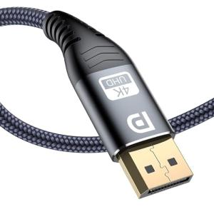 Displayport ケーブル 4.5Meter ハイスピード DP CABLE 4K 60Hz 対応 3840p/2160p UHD 3D HDR 18Gbps 高速イーサネット (グレー)｜store-hana