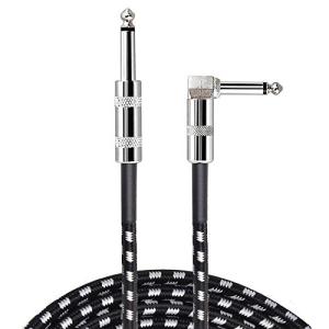 ギターシールド ギターケーブル 長さ3m S-L型プラグ ベース シールド 楽器用ケーブル ベース/キーボード/アンプ/ドラム対応 高耐久ナイロン 断線しに