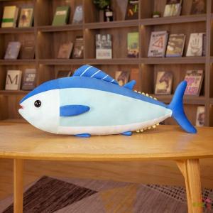 65cm かわいいマグロの魚のぬいぐるみ漫画のぬいぐるみソフト海の動物枕ソファクッション誕生日ギフト子供のための-ブルー｜store-kaeru