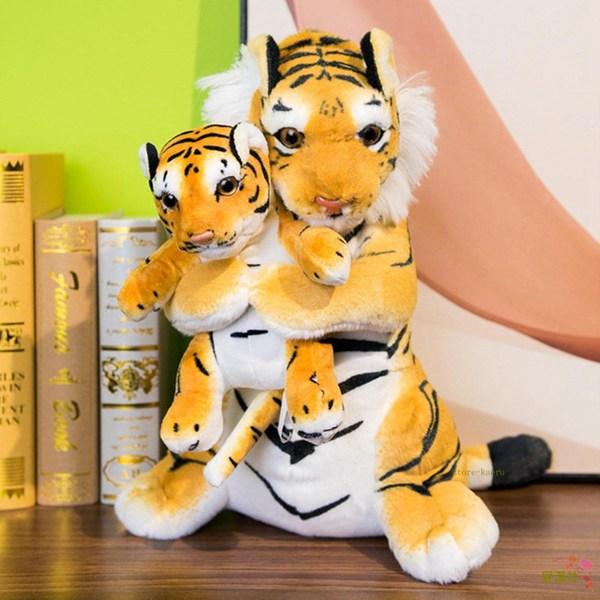 38cm ぬいぐるみ ソフト 母子 タイガー ぬいぐるみ かわいい動物シミュレーション タイガー人形...