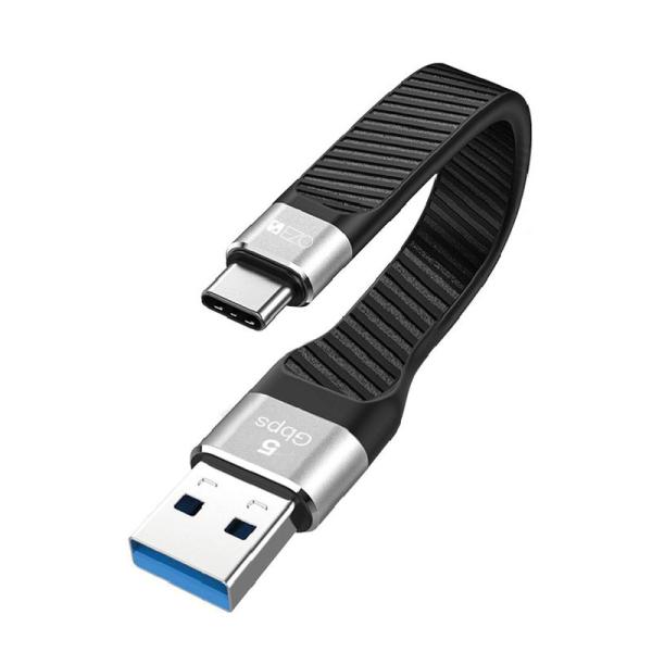 Ezo? USB-A to USB-C 短い13.7cm フラットデータ転送・充電ケーブル 3.1 ...