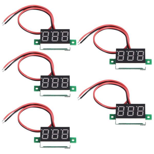 VKLSVAN 5個 小型 2線式 赤デジタル電圧計 0.36インチ DC 2.5-30V LED電...