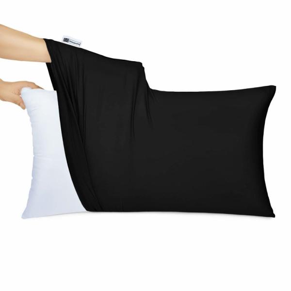 枕カバー 43 90 グレー 綿 Tシャツ素材 よく伸びる 封筒式 無地 伸縮 柔らかい さらさら肌...