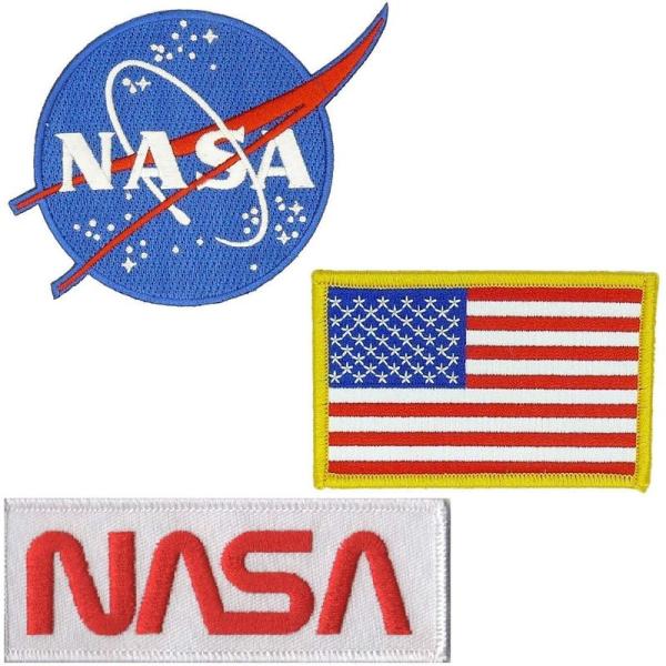 NASA宇宙飛行士 アメリカ国旗 スペースシャトル (バックパックや帽子用)3個入りセット - アイ...