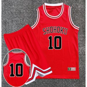 スラムダンク ユニフォーム赤色 背番号10湘北 桜木 背番号14三井 背番号7宮城　背番号11 流川背番号4赤木スポーツ バスケットボールジャージセット