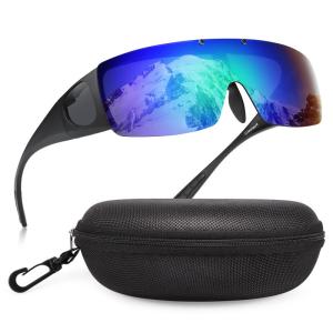 Br'Guras オーバーグラス 偏光サングラス メガネをかけたまま対応のサングラス 跳ね上げ式 UV400 紫外線カット サイクリング、釣