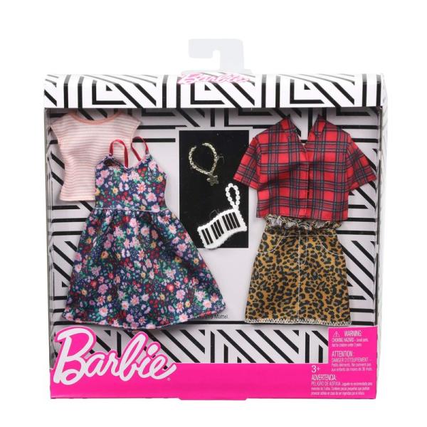 バービー(Barbie)ファッション2パック フローラル・チェック 着せ替え人形用ドレス アクセサリ...