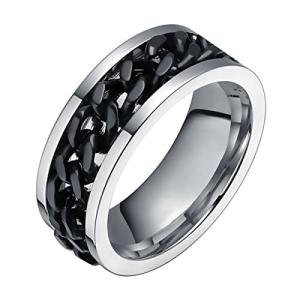 ZAKAKA リング メンズ ステンレス 指輪 ファッション アクセサリー プレゼント (ブラック, 19)｜store-ocean