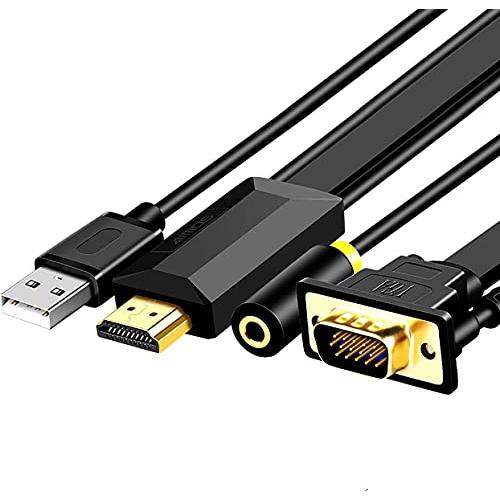 HDMI-VGAケーブル、変換ケーブル、HDMIメス-VGAオスコンバーター1080P、PC、ラップ...