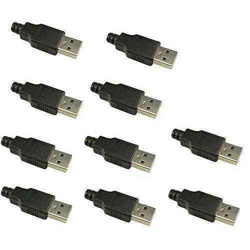 KKHMF 10PCS USBオスコネクタ USB プラグ USB オス コネクタ A タイプ プラ...