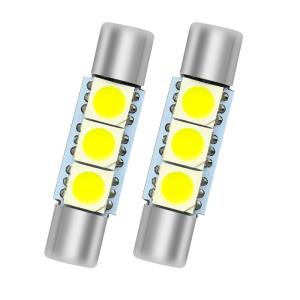 NAKOBO T6.3×30 LED バニティランプ （28-30ユニバーサル）12V車用 3連5050SMD ホワイト 2個セット