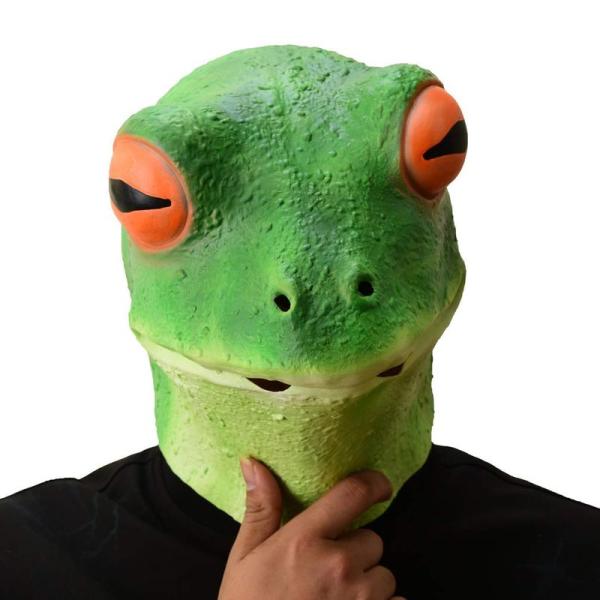 リアルマスク ラバーマスク かえる 蛙 グリーンカエル マスク パーティーマスク 仮装マスク 変装 ...