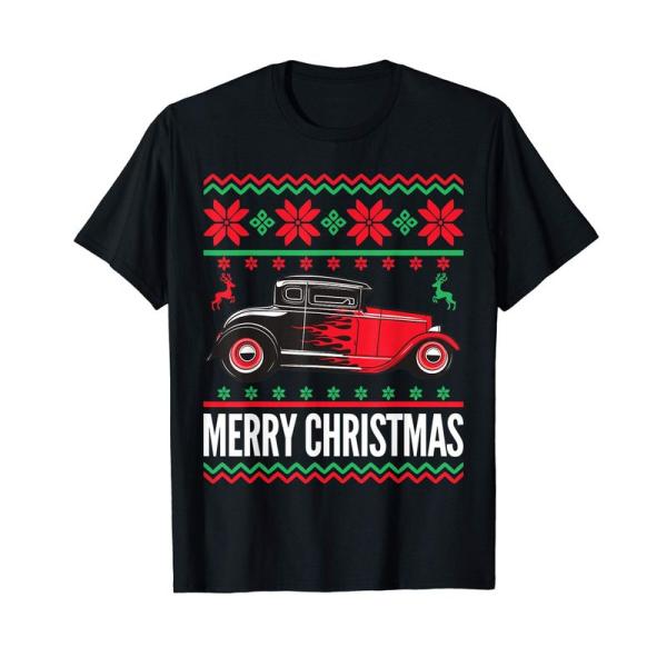 Hot Rod Car Flames Ugly Christmas Design Idea Tシャツ