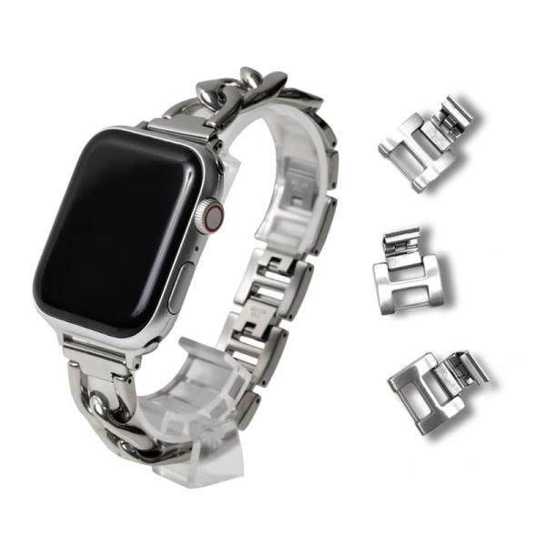 YGGSTORE Apple Watch セパレート マット チェーン バンド ステンレス ブレスレ...
