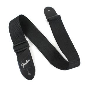 フェンダー Fender Economy Strap SILVER 2" Black Polyester Logo Straps ギタースト｜store-ocean