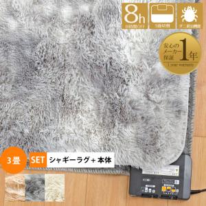 ホットカーペット 3畳 カバー付き 約176×235cm 父の日 多機能搭載 メーカー1年保証 オフタイマ 省エネ 3面切り替え 2点セット コンパクト