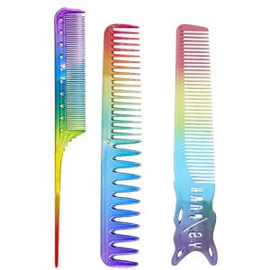 3本入 虹色 プロ用カットコーム カットコーム 人気スタイリングコーム