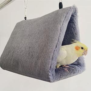 Hitasi 鳥たちの寝床 三角ハウス インコ おもちゃ 掛ける鳥の巣 無地 厚みふわふわ 暖かい ハンモック ペット 用 テント いんこおもちゃ か