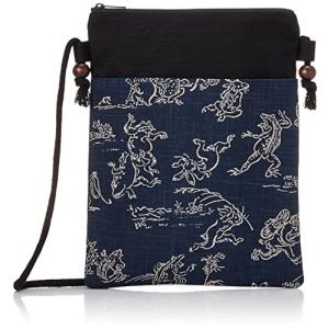 丸全 ポシェット 鳥獣戯画/紺 22×1.5×26.5cm