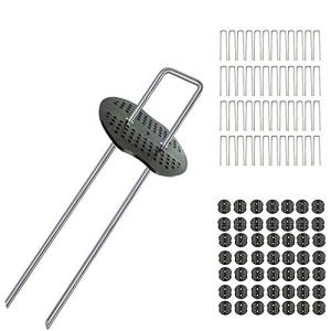 Ishino Uピン杭 黒丸付 防草シート 固定用 人工芝 おさえピン 15cm 100本セット MC-100SIBA