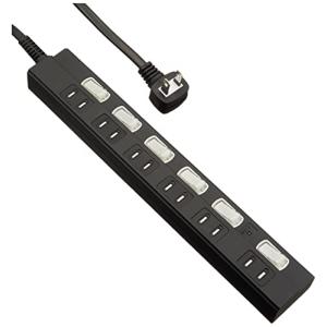 ASUSTek 雷に強い節電タップ 6個口 1m 黒 00-6944 HS-TPK61PBT-K