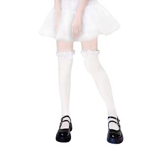 ニーハイソックス レース付きニーハイ ハイソックス ロリ系 レディース 可愛い cosplayや制服用 オーバーニーソックス 通