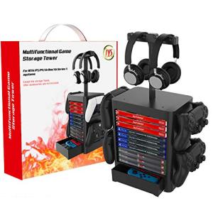 BestFire コントローラースタンド ヘッドセットスタンド ゲームディスク収納 10枚ディスク収納 2つのヘッドセット コントローラー4台 大容量