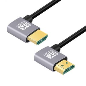 CY ケーブル HDMI 2.1 超薄型 HDTV ケーブル 8K 4K ハイパースーパーフレキシブル スリムコード 左角から右角 90 度
