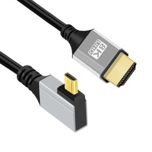 CY 90度直角マイクロHDMI 2.1 超薄型HDTVケーブル 8K 4K ハイパースーパーフレキシブルスリムコード タイプAからタイプD