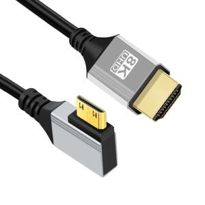 CY 90度直角ミニHDMI 2.1 超薄型HDTVケーブル 8K 4K ハイパースーパーフレキシブルスリムコード タイプAからタイプC カ