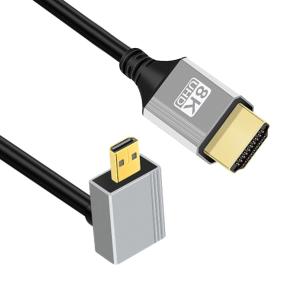 CY 90度ダウンアングル マイクロHDMI 2.1 超薄型HDTVケーブル 8K 4K ハイパースーパーフレキシブルスリムコード タイプA
