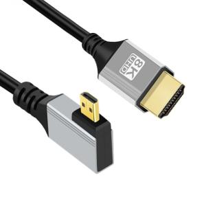 CY 90度左角度マイクロHDMI 2.1 超薄型HDTVケーブル 8K 4K ハイパースーパーフレキシブルスリムコード タイプAからタイプ