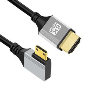 CY 90度左角度ミニHDMI 2.1 超薄型HDTVケーブル 8K 4K ハイパースーパーフレキシブルスリムコード タイプAからタイプC