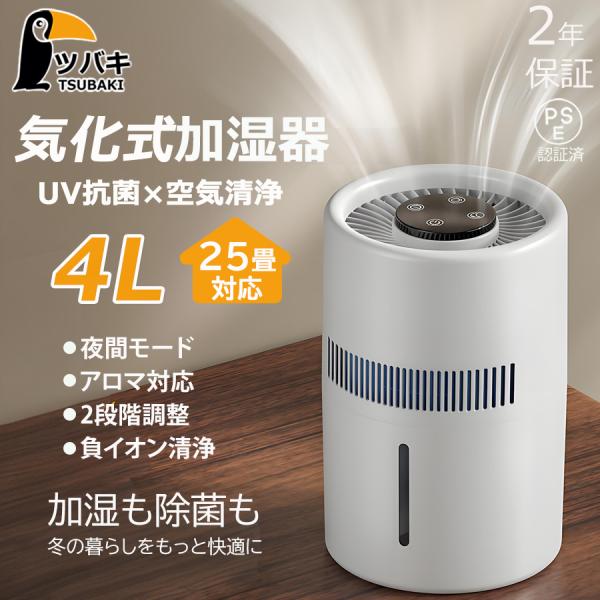 加湿器 大容量 4L 気化式 スチーム式 空気清浄 小型 卓上 加湿器 アロマ 除菌 おしゃれ 上...