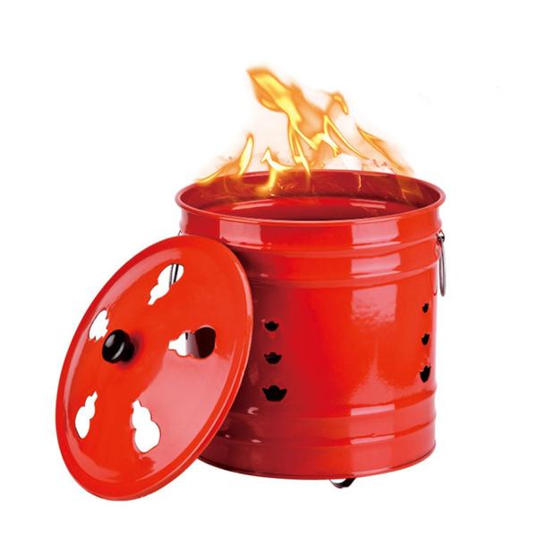 焼却炉 焼却器 家庭用 無煙、蓋とハンドル付き小型焼却炉火災ビン焼却炉バレル、ヤードガーデン用1セッ...