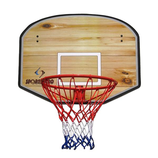バスケットゴール 木製のバックボードと18インチのスチールリムを備えた壁掛けバスケットボールフープ ...