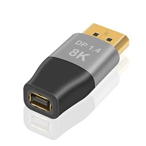 Duttek 8K Mini DP to DPアダプタ, Mini Displayport to DisplayPort 1.4 延長アダプタ 32.4Gbps Mini Displayport メス to Displayportオスアダプタ｜storebambi