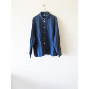 美品 NO CONTROL AIR FIRMUM / フィルマム FR014SF スモールカラーワイドシャツ XS D.BLUE * シャツ ブラウス ワイド