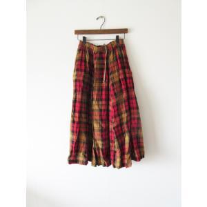 美品 ICHI Antiquite’s / イチアンティークス 600319 Linen Classic Tartan Skirt F RED / リネン タータンチェック スカート｜storeclocher