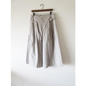 美品 TRANSIT PAR SUCH / トランジット パーサッチ K-G-161 waist ribbon cotton wide pants 3 L.GRAY * ワイドパンツ｜storeclocher