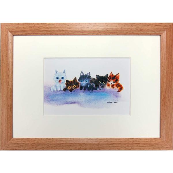 新品 渡辺あきお ねこ フレンド 猫 ネコ 猫の絵 現代アート 額装付き 壁掛け 絵画 インテリア ...
