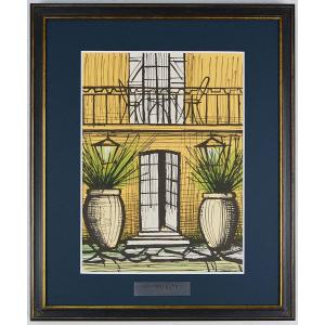 ベルナール・ビュッフェ、版上サイン入、希少な額装用画集より、新品高級額装付 ベルナール・ビュッフェ 複製画の額装品 額縁外寸 44.5x37.0x2