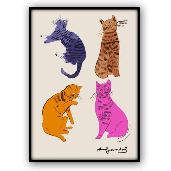 新品 アンディ・ウォーホル 猫の絵 ねこ ネコ アンディ ウォーホル 壁掛け アートポスター 絵画 ...