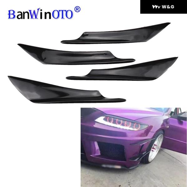 並行輸入品  汎用フロントサイドウィングスポイラー フィン バンパー プロテクター エア トリム デ...