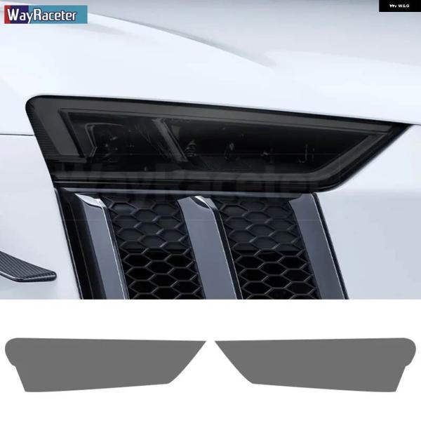 並行輸入品 2枚セット 車 ヘッドライト フィルム クリア スモークブラック TPU ステッカー ア...