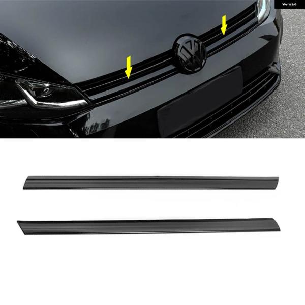 並行輸入品 ブラックフロント グリル ストリップ VW ゴルフ 7 RLINE 7.5 MK7 バン...